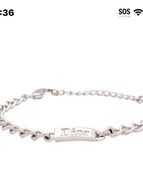 Dior polished silver-tone logo chain bracelet